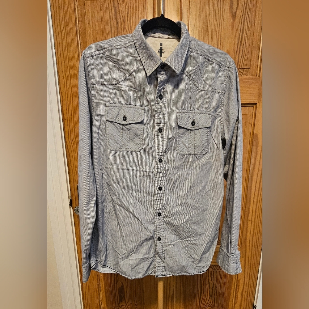Buffalo Jeans Longsleeve Button Micro Striped Shirt Size Med